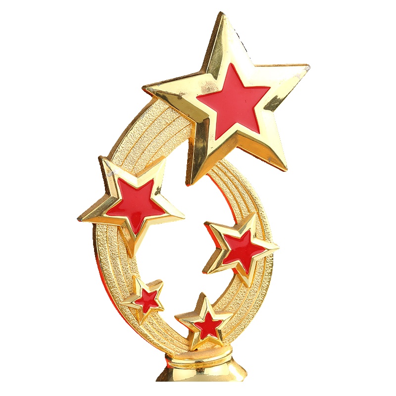 优佚新款老红军表彰红五星红金属奖杯五角星水晶奖杯部队嘉奖杯免费刻字