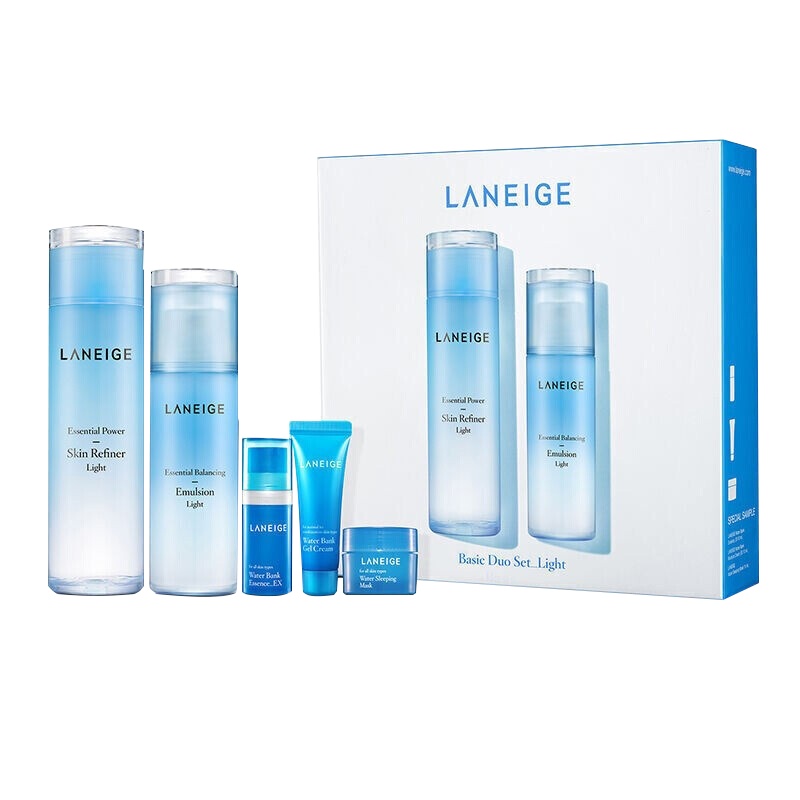 兰芝(LANEIGE)水乳套装水库凝肌精华露保湿面霜致美紧颜套盒中小样旅行装面部护肤套装礼盒 水衡轻盈水乳两件套-清爽型