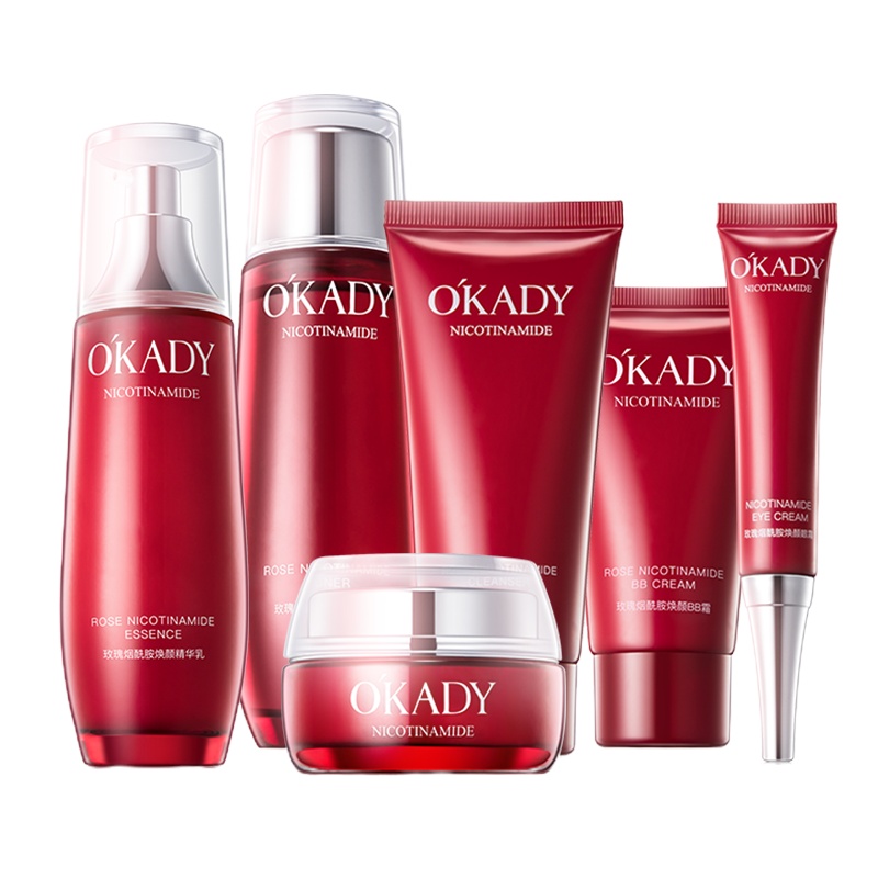 欧佩(OKADY)玫瑰烟酰胺焕颜六件套 护肤套装礼盒