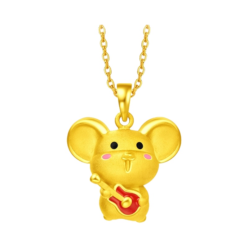 周大福 生肖鼠金鼠 大耳鼠 定价足金金吊坠