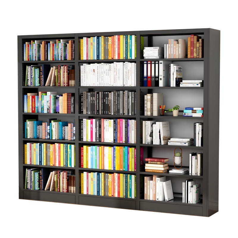 臻远6层钢制书架 单面一列三组黑色