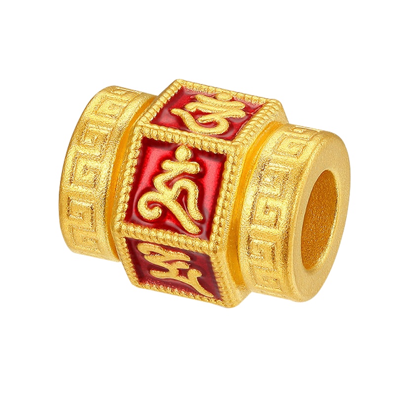 GZUAN古钻珠宝 国风 六字箴言 足金串珠国潮3D硬金转运珠红绳手链手串 YJS0025