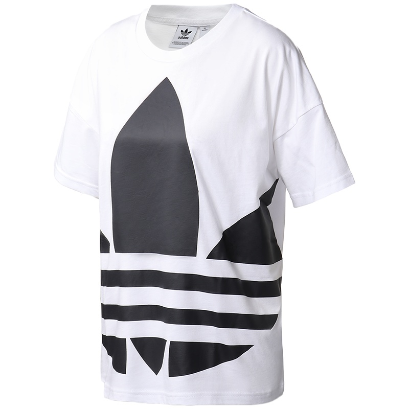 阿迪达斯三叶草女装运动服短袖T恤大LOGO款运动服GJ1009