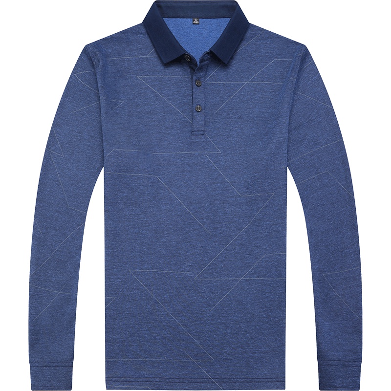 卡帝乐鳄鱼长袖T恤男翻领棉体恤中年纯色薄款男上衣BABC8190