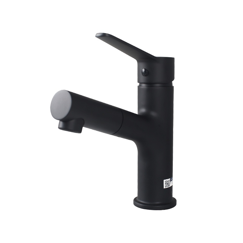 法恩莎卫浴抽拉水龙头家用冷热单孔洗漱洗面盆浴室柜卫生间龙头F1A8826CP/MB