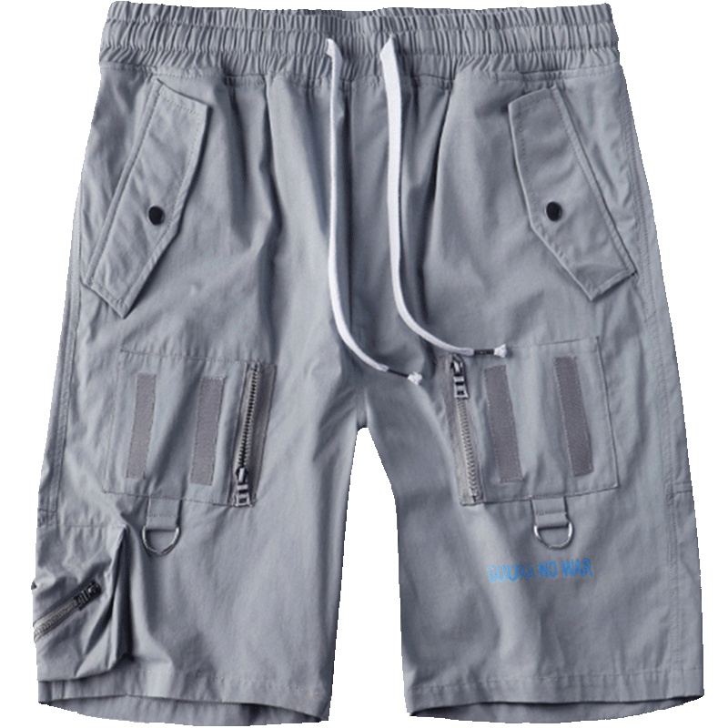 Guuka潮牌工装短裤男纯棉 夏季青少年嘻哈休闲运动灰色五分裤宽松