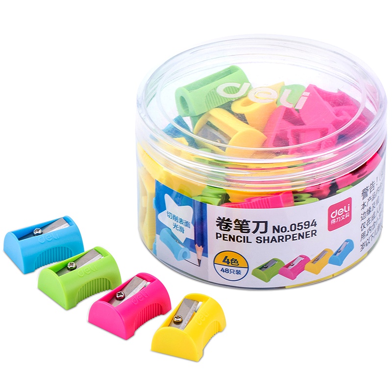 得力(deli) 0594 迷你卷笔刀 学生 办公 清新四色混装随机 XHJ 48只一盒装