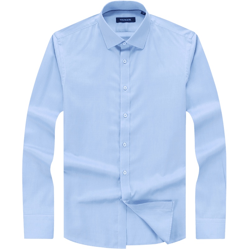 Youngor/雅戈尔2019春新品男士商务休闲浅蓝长袖衬衫028IBY 41件