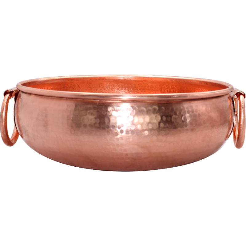 纳丽雅特厚铜火锅电磁炉燃气通用鸳鸯紫铜汤锅老式北京涮羊肉酸菜火锅盆(xcc)