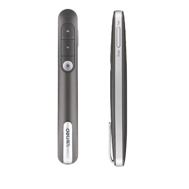 得力(deli)100m遥控教鞭翻页器 PPT翻页 投影笔激光翻页笔演示笔电子笔演讲笔 无线演示器 红光 灰色33013