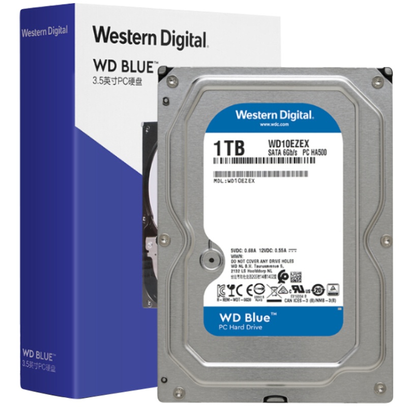 西部数据(WD)蓝盘 台式机械硬盘 1TB SATA6Gb/s 7200转64MB