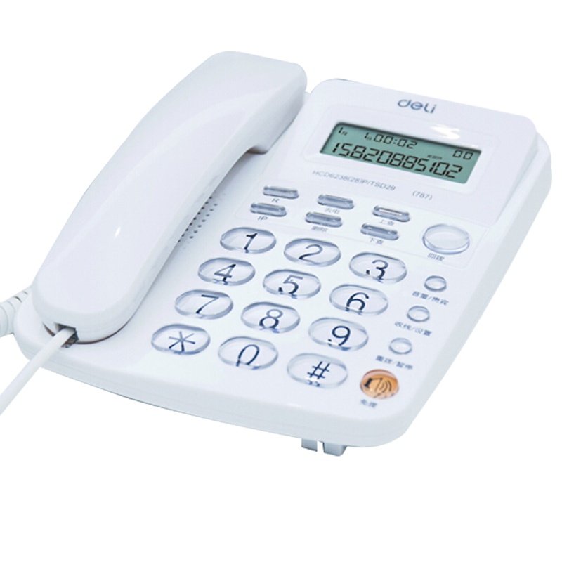 得力787 电话机座机 固定电话 办公家用 大容量存储 防雷、抗电磁干扰 白