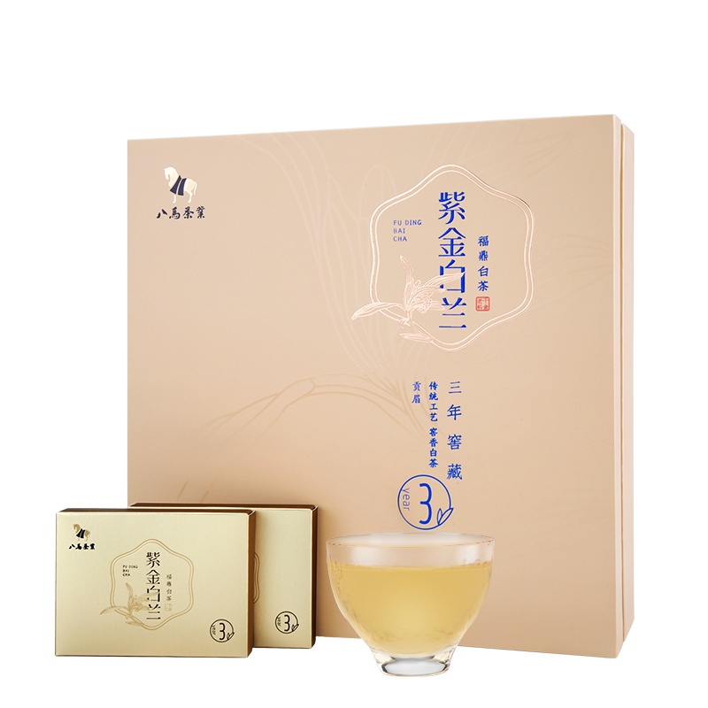 八马茶叶 福鼎白茶贡眉3年藏紫金白兰白茶茶叶礼盒装240g