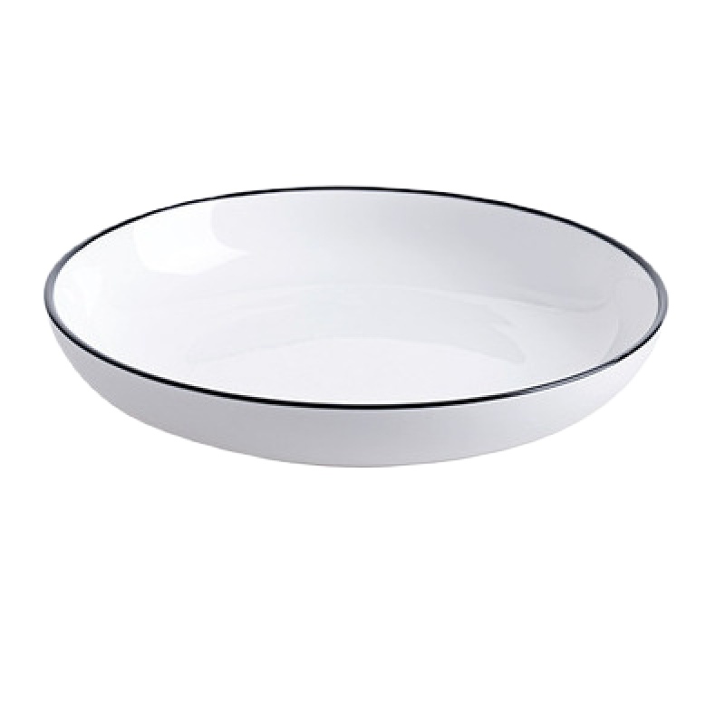 黑线陶瓷盘欧式餐盘装菜盘子 创意家用碗碟子圆盘dz12 八只装