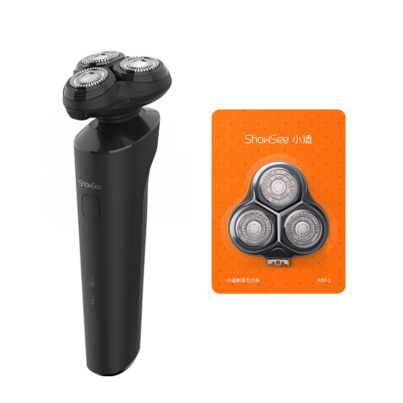 小适(Showsee)电动剃须刀 男士刮胡刀 三刀头 全身水洗 充电式F303-BK(+1刀头)