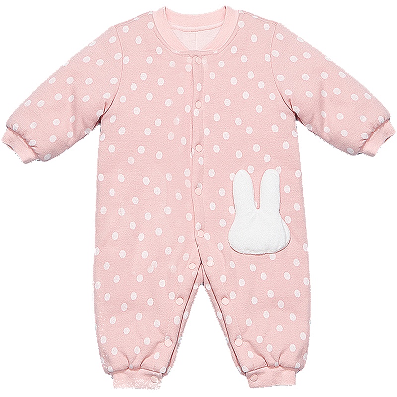 婴姿坊衣服婴儿连体衣秋冬夹棉加厚爬服男女宝宝哈衣