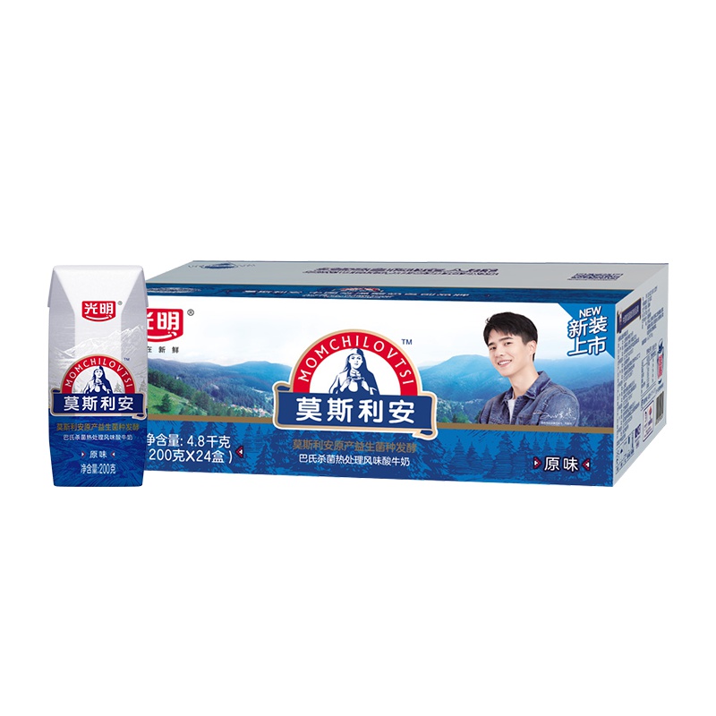 光明莫斯利安原味酸牛奶 原味酸奶 家庭装200g*24盒装