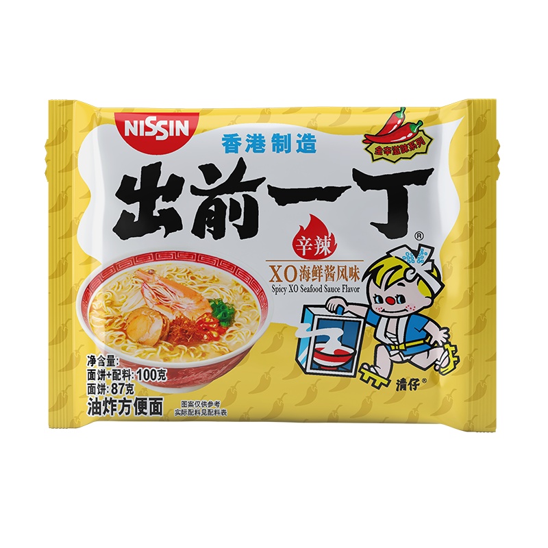 中国香港出前一丁方便面 辛辣XO海鲜酱味100g 方便速食泡面拉面办公室 熬夜