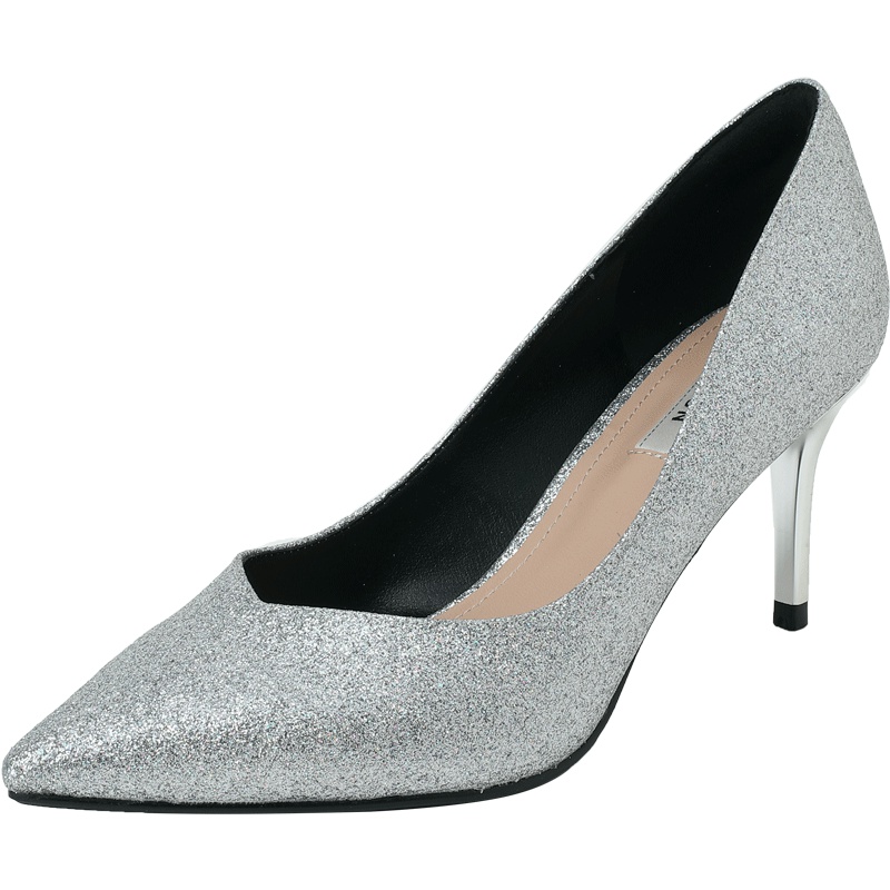 百田森新款仙女风伴娘鞋尖头细跟百搭婚宴气质性感单鞋