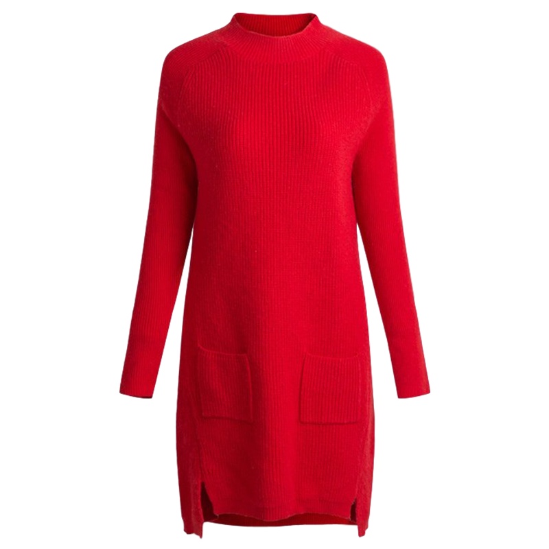 【福利款】拉夏贝尔女式半高圆领长袖中长款针织毛衣