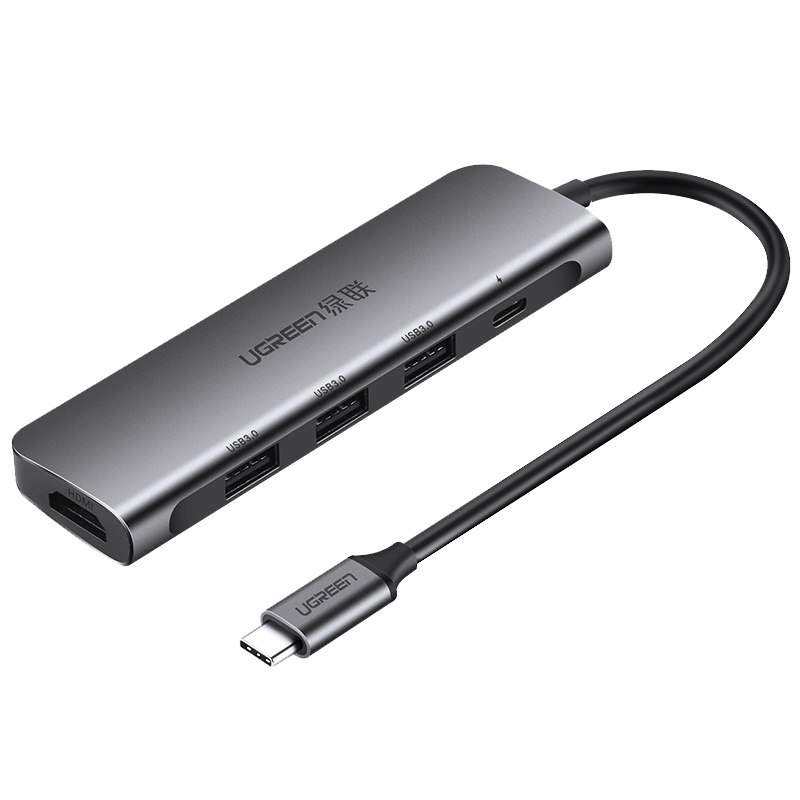 绿联 Type-C扩展坞 通用苹果MacBookPro电脑华为P30手机4口HUB分线器-70495