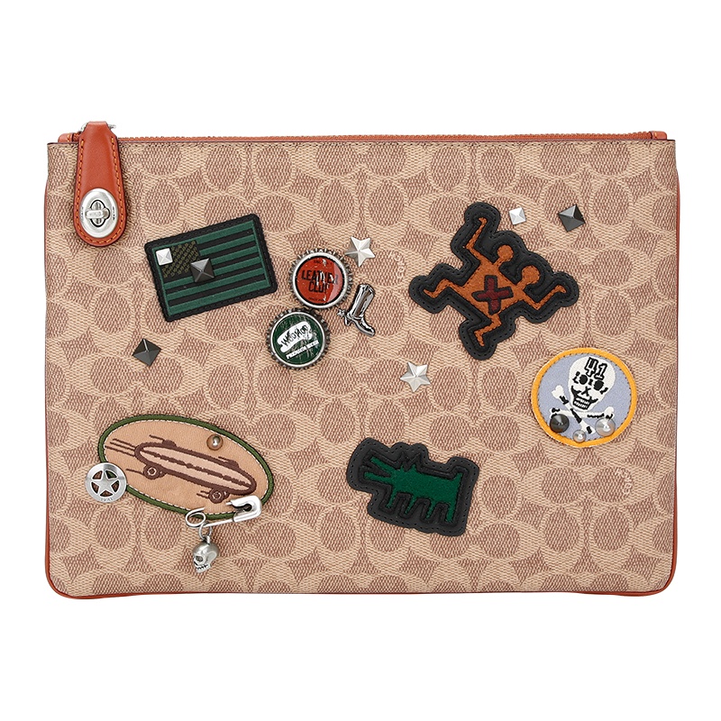 自营 新品 COACH 蔻驰 品 女士迪士尼黑暗童话系列玫瑰粉红色皮革大号手包女