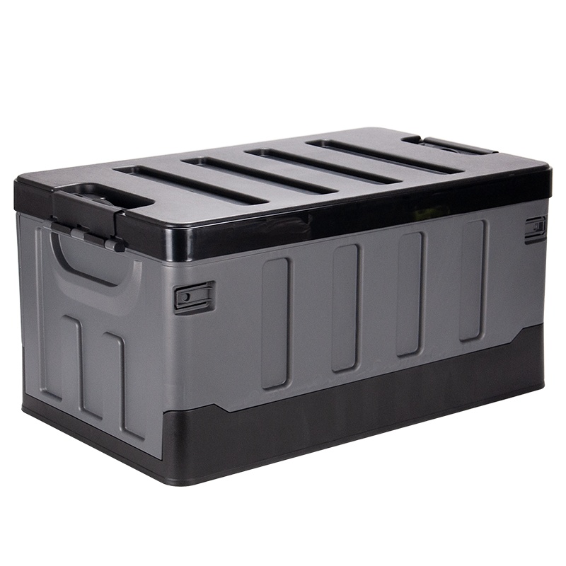 悦卡汽车后备箱收纳箱 车载多功能车内尾箱整理箱置物用品 R系列升级警示牌款折叠储物箱 黑灰大号-60L