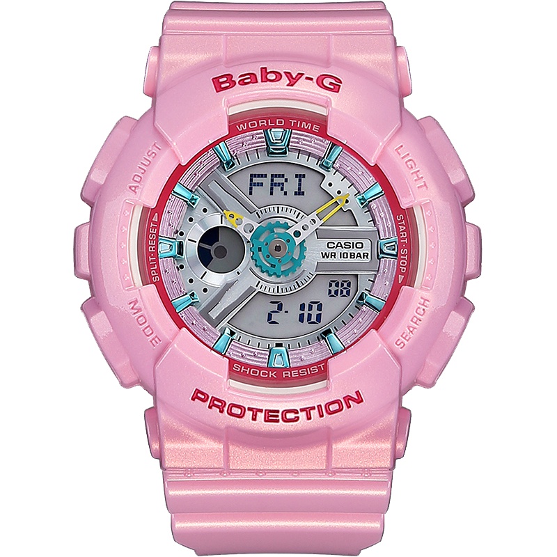卡西欧(CASIO)女士手表 BABY-G系列日韩品牌多功能户外运动双显防水石英表女 BA-110CA-4A