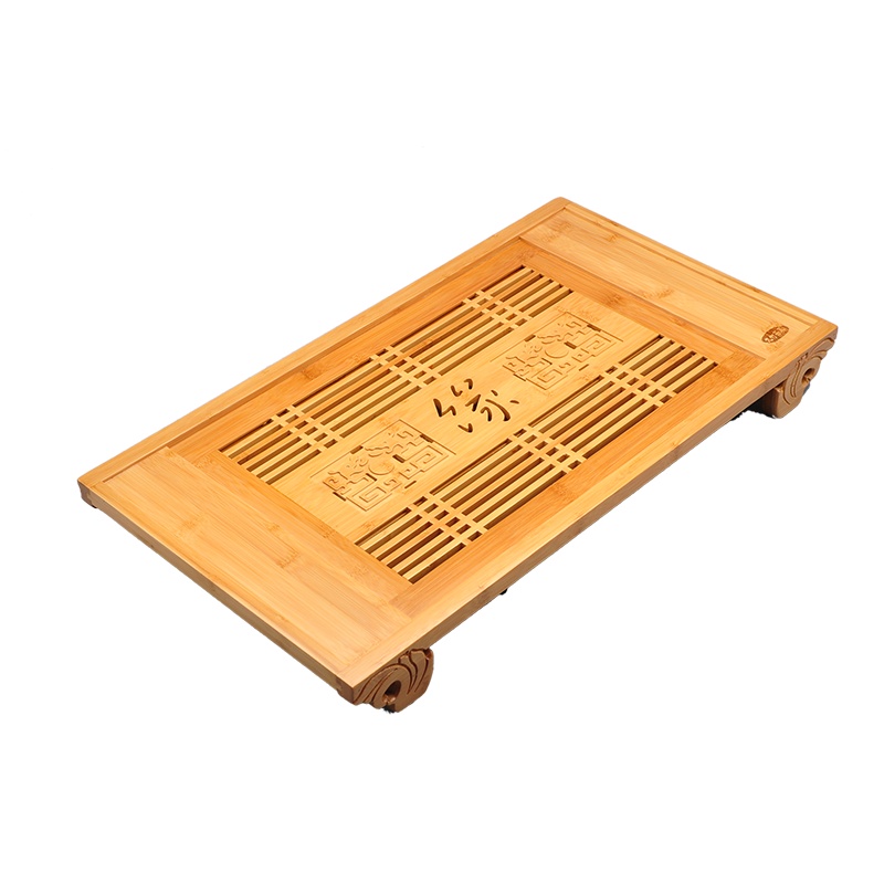 唐宏坊 楠竹茶盘托盘 茶杯盘 茶具盘实木 盛水茶盘 功夫茶具盘 干泡茶台茶海 排水式茶盘