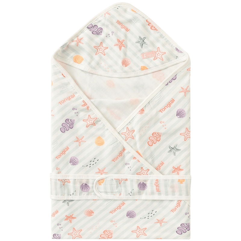 童泰(TONGTAI)夏季婴儿配饰床品抱被0-9个月男女宝宝纯棉纱布抱被