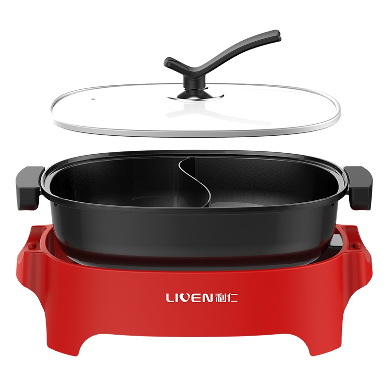 利仁(Liven)电火锅鸳鸯大功率家用大容量韩式火锅电热锅多功能炒锅不易粘电煮锅煎烤锅DHG-600BY