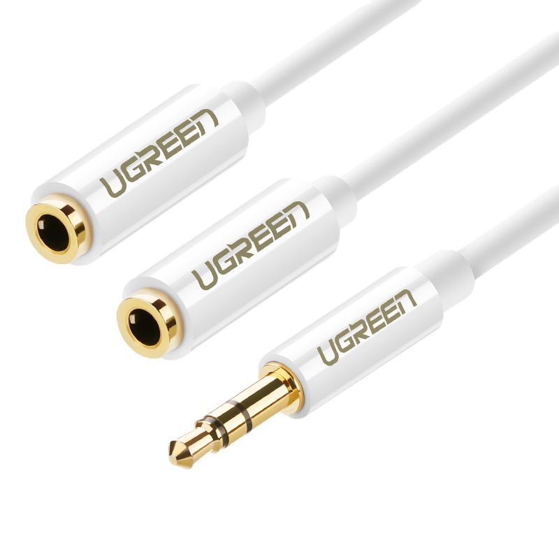 绿联(Ugreen)3.5mm音频线一分二母 1分2情侣耳机分线器 10739