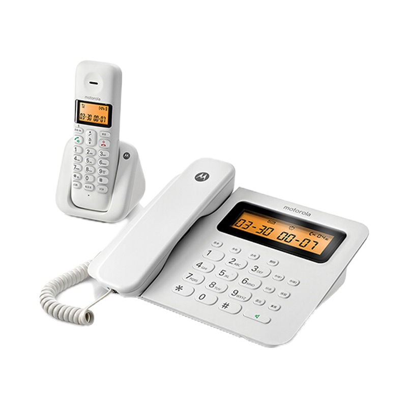摩托罗拉数字无绳电话机 无线座机 子母机一拖一 办公家用 双免提 大屏背光 一键拨号C2601(白色)