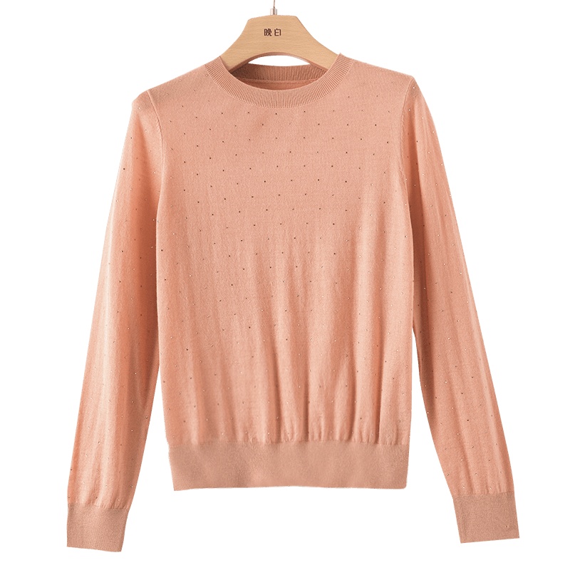 晚白2020冬季新品简约休闲波点减龄半高领长袖通勤打底衫羊毛衫女