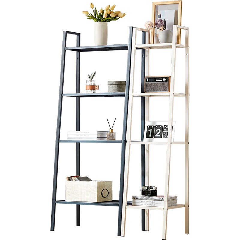 林氏木业简约ins风客厅卧室房间白钢置物架梯形落地阳台花架LS092