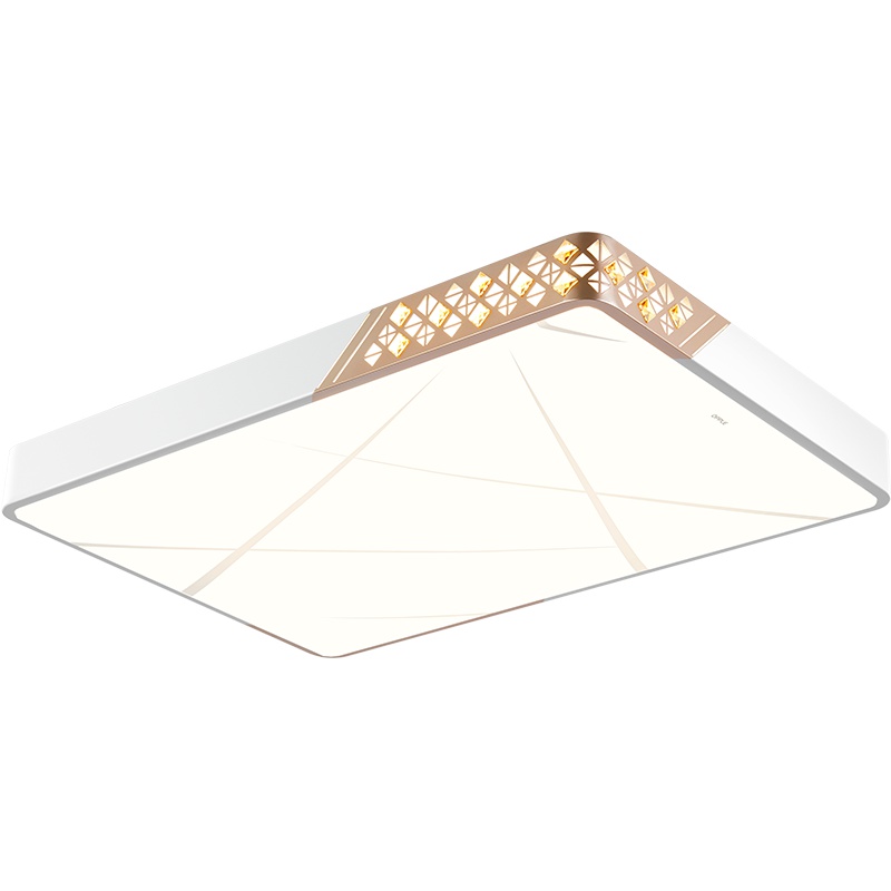 欧普照明(OPPLE)led吸顶灯具客厅灯大气长方形家用房间卧室灯具套餐 创意拼色设计 晶城 90.9cm*60.4cm