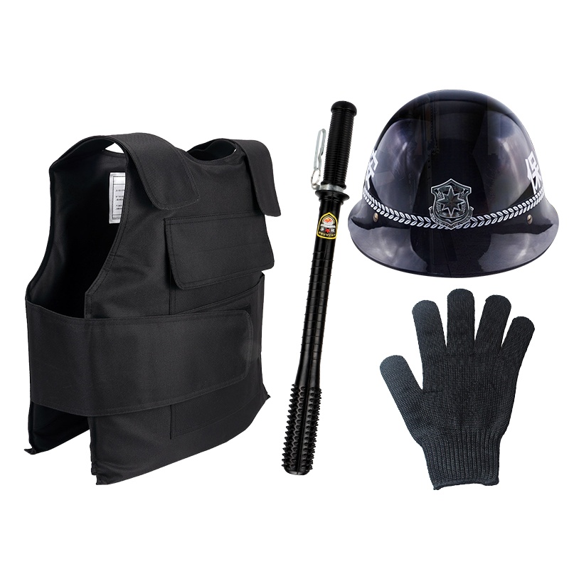 保安器材安保装备安防用品校园安保套装4件套(背心+头盔+手套+胶棒)