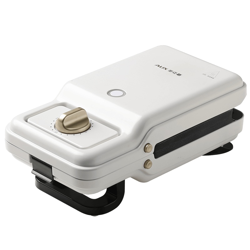 奥克斯(AUX)三明治机家用多功能双盘加热吐司压烤面包机早餐轻食机 网红华夫饼早餐机带三明治盘可定时可拆卸烤盘烧烤机白色