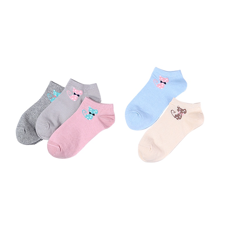 猫人船袜女春夏薄款纯棉浅口硅胶防滑全隐短袜韩国潮可爱隐形袜子26252/2626