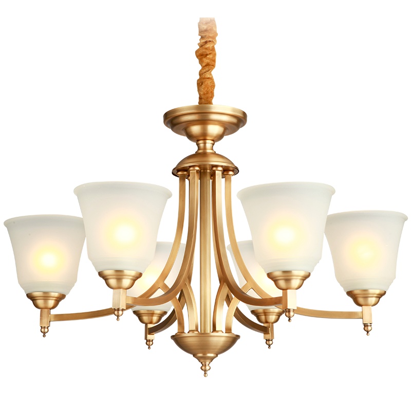 FSL佛山照明 美式乡村铜吊灯客厅灯全铜餐厅灯别墅会场灯饰10头玻璃灯罩灯具