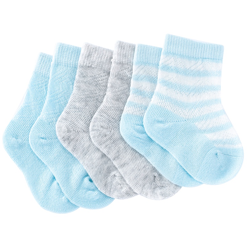 （3对装）哈贝比新生婴儿宝宝袜男童女童袜中筒儿童袜子夏季薄款透气网眼袜