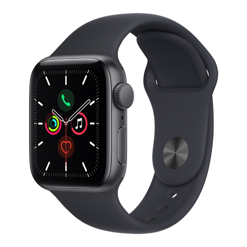 MKQ13CH/A Apple Watch SE 40毫米 GPS版 深空灰色铝金属表壳午夜色运动型表带