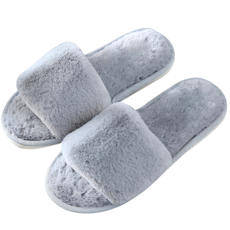 棉拖鞋女秋冬季室内2020新款韩版地板防滑家居家毛绒一字毛毛拖鞋