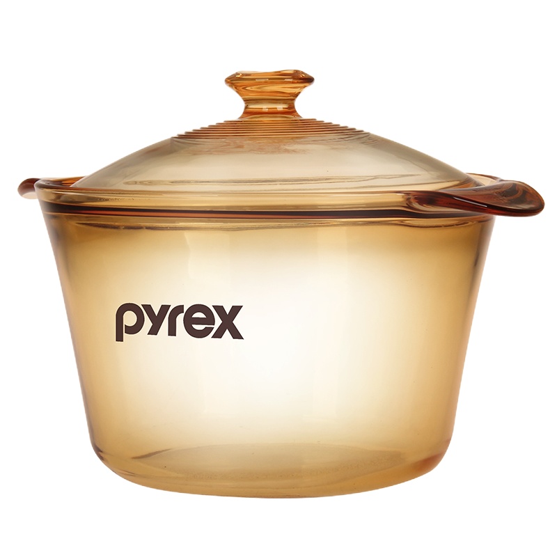 康宁(PYREX)PX-38-FL/CN 晶绽透明锅 家用3.8L汤锅煮锅炖锅 耐高温透明琥珀色锅 高清锅玻璃锅