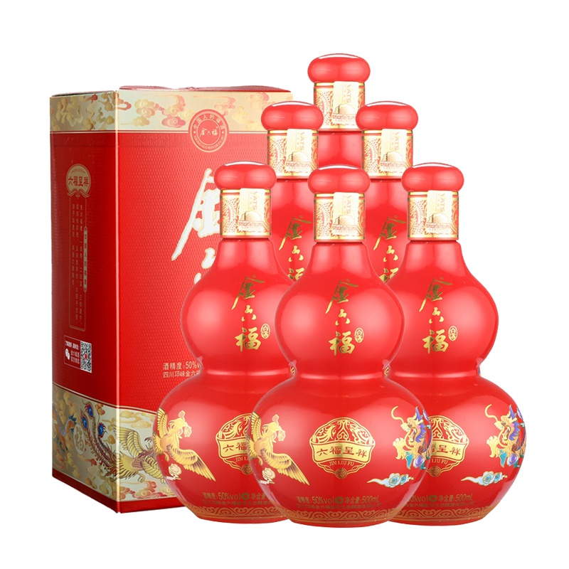 金六福 六福呈祥 50度 500ml*6箱装 白酒 高度白酒