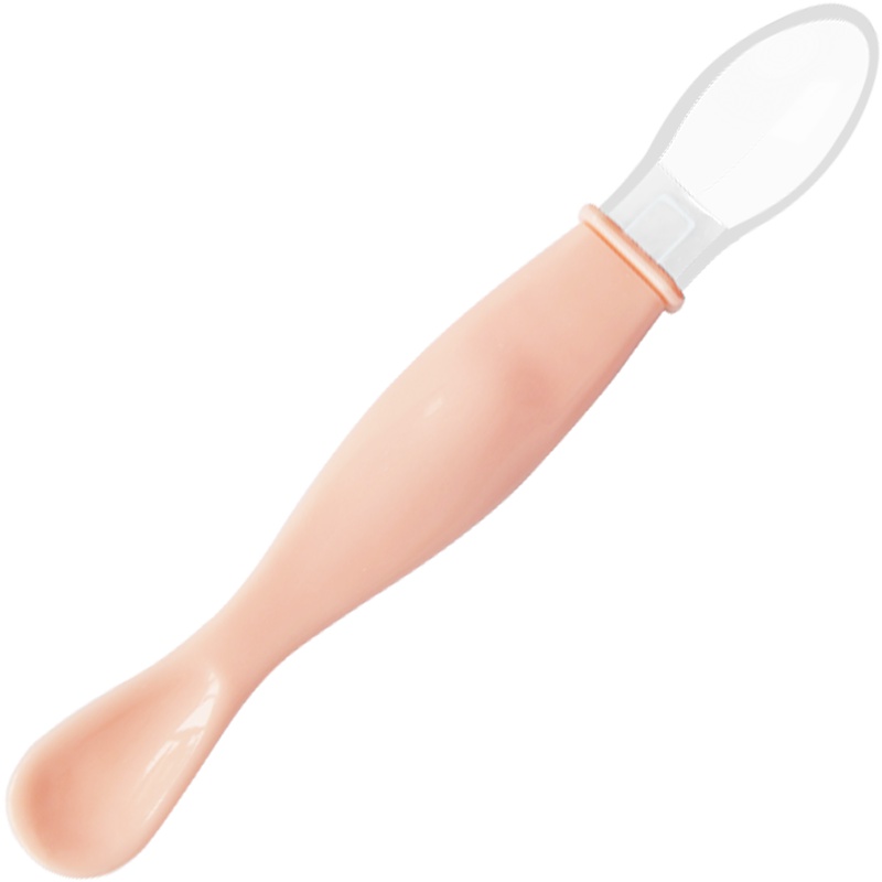 宝啦母婴婴幼儿童餐具婴儿宝宝感温变色硅胶软勺儿童餐具新生儿辅食喂水米糊小勺子—1561(蜜桃粉)感温变色软勺