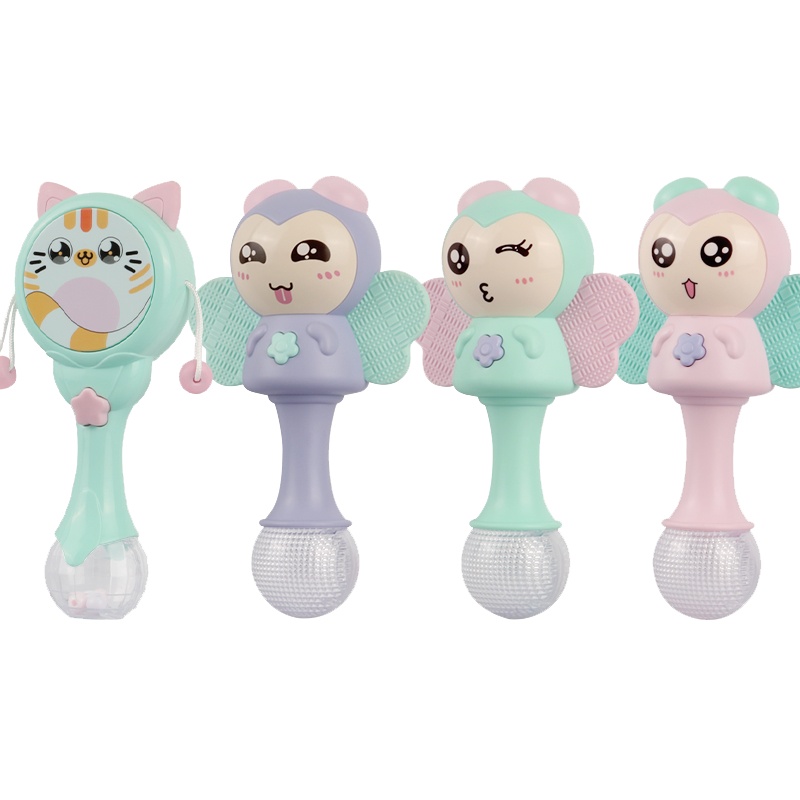 婴儿手摇铃牙胶6-12个月新生儿0-3月幼儿宝宝抓握玩具 0-1岁乐器