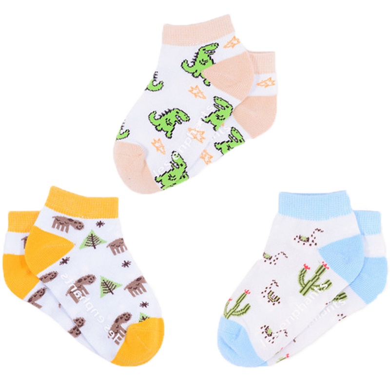 丽婴房婴儿袜子儿童袜子男宝宝柔软防滑撞色弹力短袜3双装春秋款