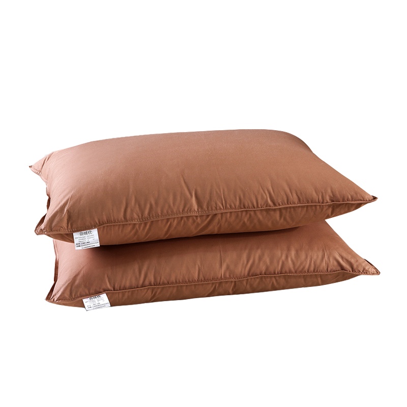 艾玛诺欧家纺 全棉炫彩羽绒枕头 纯棉五星酒店羽绒枕 纯色面包枕芯护颈枕成人枕