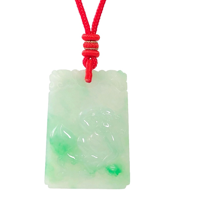 缘源珠宝 天然A货翡翠吊坠 糯种阳绿金钱猴挂件 男女款 附送证书